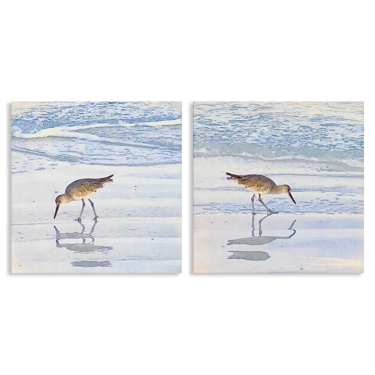 Stupell Industries Seaside Sandpiper Birds 2pc Canvas Wall Art Set Design by Christine Zalewski